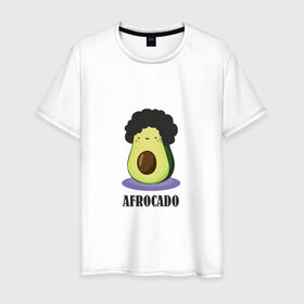Мужская футболка хлопок с принтом Авокадик в Санкт-Петербурге, 100% хлопок | прямой крой, круглый вырез горловины, длина до линии бедер, слегка спущенное плечо. | авокадик | авокадо | афрокадо.