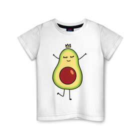 Детская футболка хлопок с принтом Милое авокадо в Санкт-Петербурге, 100% хлопок | круглый вырез горловины, полуприлегающий силуэт, длина до линии бедер | авокадо | милое