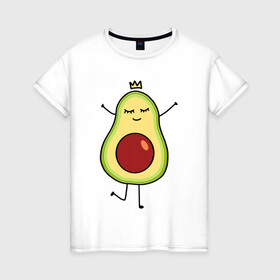 Женская футболка хлопок с принтом Милое авокадо в Санкт-Петербурге, 100% хлопок | прямой крой, круглый вырез горловины, длина до линии бедер, слегка спущенное плечо | авокадо | милое