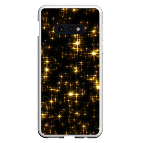 Чехол для Samsung S10E с принтом Золотые звёзды в Санкт-Петербурге, Силикон | Область печати: задняя сторона чехла, без боковых панелей | блеск | звёзды | золото | ночь | сияние | темнота | черный
