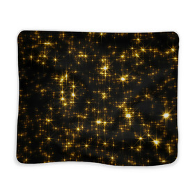 Плед 3D с принтом Золотые звёзды в Санкт-Петербурге, 100% полиэстер | закругленные углы, все края обработаны. Ткань не мнется и не растягивается | блеск | звёзды | золото | ночь | сияние | темнота | черный
