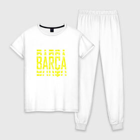 Женская пижама хлопок с принтом FC Barcelona | BARCA (2021) в Санкт-Петербурге, 100% хлопок | брюки и футболка прямого кроя, без карманов, на брюках мягкая резинка на поясе и по низу штанин | 0x000000123 | barca | barcelona | fcb | messi | барса | барселона | фкб
