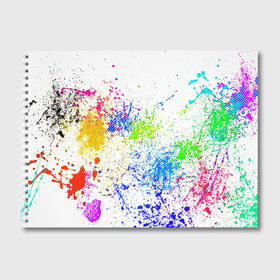 Альбом для рисования с принтом БРЫЗКИ КРАСОК в Санкт-Петербурге, 100% бумага
 | матовая бумага, плотность 200 мг. | watercolor | абстракция красок | акварель | брызги красок | живопись | краска | потертость красок | текстуры