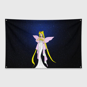 Флаг-баннер с принтом Принцесса Серенити в Санкт-Петербурге, 100% полиэстер | размер 67 х 109 см, плотность ткани — 95 г/м2; по краям флага есть четыре люверса для крепления | bunny | luna | princess | sailormoon | serenity | stars | tsukino | usagi | wings | ангел | девушка | детские | звездная | звезды | королева | корона | космические | крылья | луна | любовь | малышка | радуга | сейлормун | токио | усаги