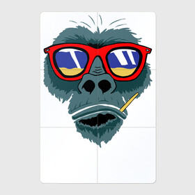 Магнитный плакат 2Х3 с принтом Голова обезьяны в Санкт-Петербурге, Полимерный материал с магнитным слоем | 6 деталей размером 9*9 см | взгляд | голова | джунгли | дикие | животные | зверь | кингконг | король | крутые | мачо | море | мужчинам | обезьяна | обезьянка | орангутанг | отдых | очки | пацанские | пляж | прикольные | примат