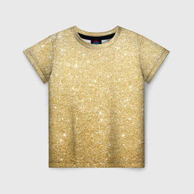 Детская футболка 3D с принтом Золотой песок в Санкт-Петербурге, 100% гипоаллергенный полиэфир | прямой крой, круглый вырез горловины, длина до линии бедер, чуть спущенное плечо, ткань немного тянется | блеск | блёстки | золото | песок | розовое золото | розовый | сияние | стразы