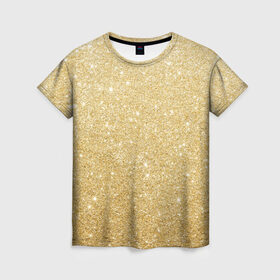 Женская футболка 3D с принтом Золотой песок в Санкт-Петербурге, 100% полиэфир ( синтетическое хлопкоподобное полотно) | прямой крой, круглый вырез горловины, длина до линии бедер | блеск | блёстки | золото | песок | розовое золото | розовый | сияние | стразы