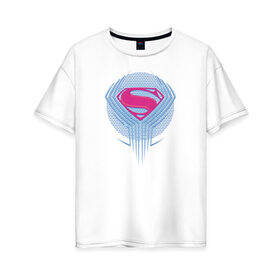 Женская футболка хлопок Oversize с принтом Superman в Санкт-Петербурге, 100% хлопок | свободный крой, круглый ворот, спущенный рукав, длина до линии бедер
 | justice league movie (2017) | superman | vdpartat | знак | лига справедливости | логотип | супермен