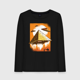 Женский лонгслив хлопок с принтом Пирамиды и НЛО в Санкт-Петербурге, 100% хлопок |  | alien | aliens | pyramid | ufo | бедуин | верблюд | древняя | египет | инопланетяне | корабли | космические | летающая тарелка | летающие тарелки | марсиане | нло | пирамида | пирамиды | поставили | построили