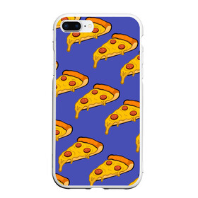 Чехол для iPhone 7Plus/8 Plus матовый с принтом Кусочки пиццы в Санкт-Петербурге, Силикон | Область печати: задняя сторона чехла, без боковых панелей | pizza | колбаски | кусочки пиццы | паперонни | пицца | сырная пицца