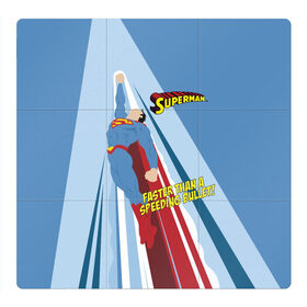 Магнитный плакат 3Х3 с принтом Faster than a speeding bullet! в Санкт-Петербурге, Полимерный материал с магнитным слоем | 9 деталей размером 9*9 см | man | steel | superman | vdzajul | супермен | супермэн
