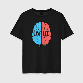 Женская футболка хлопок Oversize с принтом UX UI Brain в Санкт-Петербурге, 100% хлопок | свободный крой, круглый ворот, спущенный рукав, длина до линии бедер
 | cmyk | design | designer | illustrator | photoshop | rgb | дезигнер | дизайн | дизанер | ргб