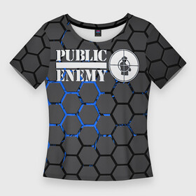 Женская футболка 3D Slim с принтом PUBLIC ENEMY в Санкт-Петербурге,  |  | public enemy | rap | музыка | паблик энеми | рэп