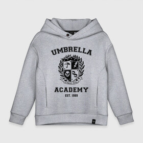 Детское худи Oversize хлопок с принтом The Umbrella Academy в Санкт-Петербурге, френч-терри — 70% хлопок, 30% полиэстер. Мягкий теплый начес внутри —100% хлопок | боковые карманы, эластичные манжеты и нижняя кромка, капюшон на магнитной кнопке | the umbrella academy | umbrella | академия амбрелла | амбрелла | герб | зонтик