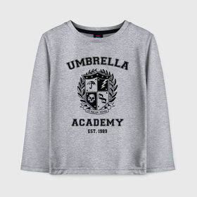 Детский лонгслив хлопок с принтом The Umbrella Academy в Санкт-Петербурге, 100% хлопок | круглый вырез горловины, полуприлегающий силуэт, длина до линии бедер | the umbrella academy | umbrella | академия амбрелла | амбрелла | герб | зонтик