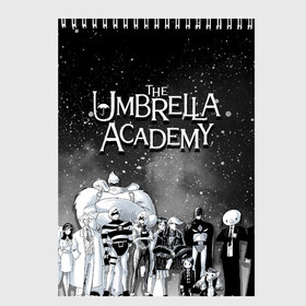 Скетчбук с принтом The Umbrella Academy в Санкт-Петербурге, 100% бумага
 | 48 листов, плотность листов — 100 г/м2, плотность картонной обложки — 250 г/м2. Листы скреплены сверху удобной пружинной спиралью | the umbrella academy | umbrella | академия амбрелла | амбрелла | герб | зонтик