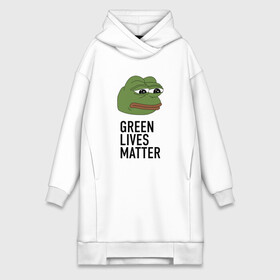 Платье-худи хлопок с принтом Green Lives Matter в Санкт-Петербурге,  |  | black lives matter | blacklivesmatter | pepe | pepe frog | лягушка пепе | пепе | пеппе