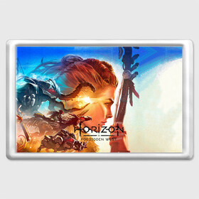 Магнит 45*70 с принтом Horizon Forbidden West в Санкт-Петербурге, Пластик | Размер: 78*52 мм; Размер печати: 70*45 | Тематика изображения на принте: aloy | guerrilla games | horizon forbidden west | hunt | zero dawn | горизонт | запретный запад | игры | нулевой рассвет | охота | элой