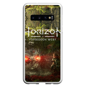 Чехол для Samsung Galaxy S10 с принтом Horizon Forbidden West в Санкт-Петербурге, Силикон | Область печати: задняя сторона чехла, без боковых панелей | aloy | guerrilla games | horizon forbidden west | hunt | zero dawn | горизонт | запретный запад | игры | нулевой рассвет | охота | элой