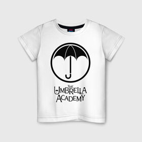 Детская футболка хлопок с принтом Академия Амбрелла в Санкт-Петербурге, 100% хлопок | круглый вырез горловины, полуприлегающий силуэт, длина до линии бедер | the umbrella academy | umbrella | академия амбрелла | амбрелла | герб | зонтик