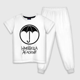 Детская пижама хлопок с принтом Академия Амбрелла в Санкт-Петербурге, 100% хлопок |  брюки и футболка прямого кроя, без карманов, на брюках мягкая резинка на поясе и по низу штанин
 | the umbrella academy | umbrella | академия амбрелла | амбрелла | герб | зонтик