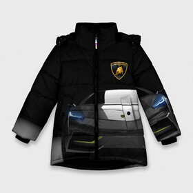 Зимняя куртка для девочек 3D с принтом Lamborghini URUS в Санкт-Петербурге, ткань верха — 100% полиэстер; подклад — 100% полиэстер, утеплитель — 100% полиэстер. | длина ниже бедра, удлиненная спинка, воротник стойка и отстегивающийся капюшон. Есть боковые карманы с листочкой на кнопках, утяжки по низу изделия и внутренний карман на молнии. 

Предусмотрены светоотражающий принт на спинке, радужный светоотражающий элемент на пуллере молнии и на резинке для утяжки. | bolide | car | italy | lamborghini | motorsport | power.prestige | автомобиль | автоспорт | болид | италия | ламборгини | мощь | престиж