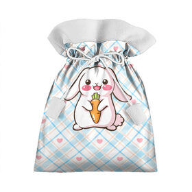 Подарочный 3D мешок с принтом Милый зайка в Санкт-Петербурге, 100% полиэстер | Размер: 29*39 см | Тематика изображения на принте: веган | вегетарианец | животное | зайцы | зайчик | зайчонок | заяц | кролик | кроль | крольчонок | овощи | пушистик