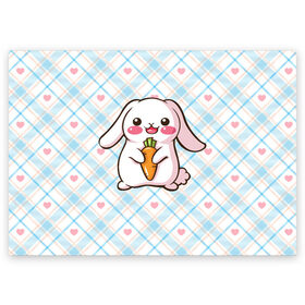 Поздравительная открытка с принтом Милый зайка в Санкт-Петербурге, 100% бумага | плотность бумаги 280 г/м2, матовая, на обратной стороне линовка и место для марки
 | веган | вегетарианец | животное | зайцы | зайчик | зайчонок | заяц | кролик | кроль | крольчонок | овощи | пушистик