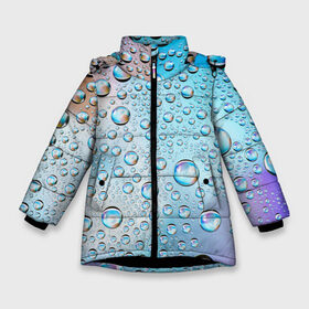 Зимняя куртка для девочек 3D с принтом Капли голубой роса стекло вода в Санкт-Петербурге, ткань верха — 100% полиэстер; подклад — 100% полиэстер, утеплитель — 100% полиэстер. | длина ниже бедра, удлиненная спинка, воротник стойка и отстегивающийся капюшон. Есть боковые карманы с листочкой на кнопках, утяжки по низу изделия и внутренний карман на молнии. 

Предусмотрены светоотражающий принт на спинке, радужный светоотражающий элемент на пуллере молнии и на резинке для утяжки. | вода | градиент | для всех | дождь | капли | летний | на каждый день | обычный | окно | поверхность | повседневный | размытость | роса | стекло