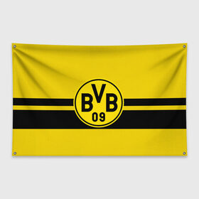 Флаг-баннер с принтом BORUSSIA DORTMUND в Санкт-Петербурге, 100% полиэстер | размер 67 х 109 см, плотность ткани — 95 г/м2; по краям флага есть четыре люверса для крепления | borussia | bundesliga | football | germani | sport | бундеслига | германия | желтый | логотип | спорт | футбол