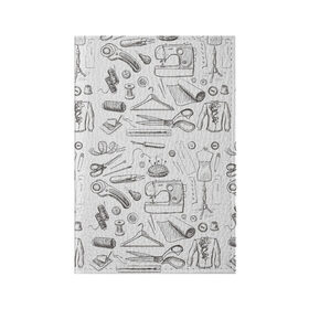 Обложка для паспорта матовая кожа с принтом для швеи в Санкт-Петербурге, натуральная матовая кожа | размер 19,3 х 13,7 см; прозрачные пластиковые крепления | handmade | иголка | инструменты для шитья | хэндмэйд | швея | шить