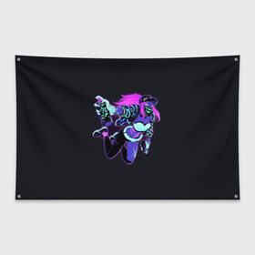 Флаг-баннер с принтом Neon Girl в Санкт-Петербурге, 100% полиэстер | размер 67 х 109 см, плотность ткани — 95 г/м2; по краям флага есть четыре люверса для крепления | blue | cyberpunk2077 | girl | girls | neon | неон | неоновая девушка
