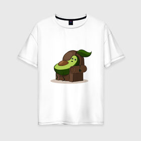 Женская футболка хлопок Oversize с принтом Авокадо в Санкт-Петербурге, 100% хлопок | свободный крой, круглый ворот, спущенный рукав, длина до линии бедер
 | avocado | авокадо