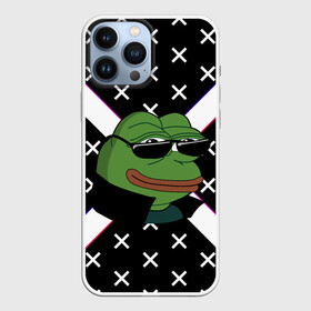 Чехол для iPhone 13 Pro Max с принтом Pepe в очках EZ в Санкт-Петербурге,  |  | ez | glitch | pepe | pepe frog | pepe в очках | silvername | twitch emout | жабка в очках | крестики