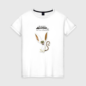 Женская футболка хлопок с принтом Момо 2/Аватар Легенда об Аанге в Санкт-Петербурге, 100% хлопок | прямой крой, круглый вырез горловины, длина до линии бедер, слегка спущенное плечо | аанг | аанге | аватар | аппа | катара | легенда | момо | об