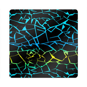 Магнит виниловый Квадрат с принтом НЕОНОВЫЙ ГРАДИЕНТ в Санкт-Петербурге, полимерный материал с магнитным слоем | размер 9*9 см, закругленные углы | Тематика изображения на принте: геометрия | градиент | лед | молнии | неон | пестрый | полосы | разлом | синий | спортивный | стекло | текстура