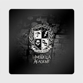 Магнит виниловый Квадрат с принтом Академия Амбрелла в Санкт-Петербурге, полимерный материал с магнитным слоем | размер 9*9 см, закругленные углы | the umbrella academy | umbrella | академия амбрелла | амбрелла | герб | зонтик | комиксы