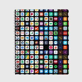 Тетрадь с принтом Iphone and Apps Icons в Санкт-Петербурге, 100% бумага | 48 листов, плотность листов — 60 г/м2, плотность картонной обложки — 250 г/м2. Листы скреплены сбоку удобной пружинной спиралью. Уголки страниц и обложки скругленные. Цвет линий — светло-серый
 | android | apk | apps | icon | iphone | iphone and apps icons | social | айфон | андроид | значок | приложение