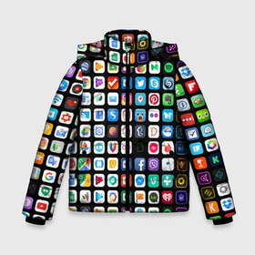Зимняя куртка для мальчиков 3D с принтом Iphone and Apps Icons в Санкт-Петербурге, ткань верха — 100% полиэстер; подклад — 100% полиэстер, утеплитель — 100% полиэстер | длина ниже бедра, удлиненная спинка, воротник стойка и отстегивающийся капюшон. Есть боковые карманы с листочкой на кнопках, утяжки по низу изделия и внутренний карман на молнии. 

Предусмотрены светоотражающий принт на спинке, радужный светоотражающий элемент на пуллере молнии и на резинке для утяжки | android | apk | apps | icon | iphone | iphone and apps icons | social | айфон | андроид | значок | приложение