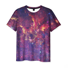 Мужская футболка 3D с принтом Огненный разлом в Санкт-Петербурге, 100% полиэфир | прямой крой, круглый вырез горловины, длина до линии бедер | арт | желтый | звёзды | космос | красный | облако | синий | сияние | фиолетовый | яркие цвета