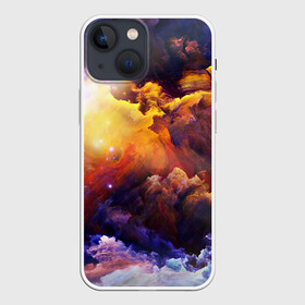 Чехол для iPhone 13 mini с принтом Яркий свет в Санкт-Петербурге,  |  | арт | желтый | звёзды | космос | красный | облако | оранжевый | синий | сияние | фиолетовый | яркие цвета