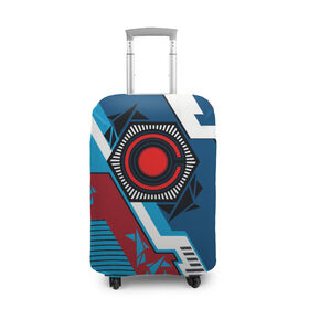 Чехол для чемодана 3D с принтом Cyborg logo в Санкт-Петербурге, 86% полиэфир, 14% спандекс | двустороннее нанесение принта, прорези для ручек и колес | cyborg  logo | justice league movie | vdpartat | геометрия | знаки | киборг | лига справедливости | логотипы | символы