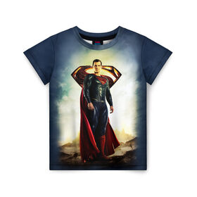 Детская футболка 3D с принтом Superman в Санкт-Петербурге, 100% гипоаллергенный полиэфир | прямой крой, круглый вырез горловины, длина до линии бедер, чуть спущенное плечо, ткань немного тянется | justice league movie | superman | знаки vdpartat | лига справедливости | символы | супер герои | супермен