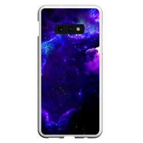 Чехол для Samsung S10E с принтом Космическое небо в Санкт-Петербурге, Силикон | Область печати: задняя сторона чехла, без боковых панелей | Тематика изображения на принте: арт | звёзды | иний | космос | облако | розовый | сияние | тёмный | туманность | фиолоетовый | черный | яркие цвета