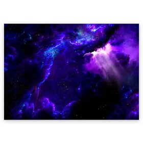 Поздравительная открытка с принтом Космическое небо в Санкт-Петербурге, 100% бумага | плотность бумаги 280 г/м2, матовая, на обратной стороне линовка и место для марки
 | арт | звёзды | иний | космос | облако | розовый | сияние | тёмный | туманность | фиолоетовый | черный | яркие цвета