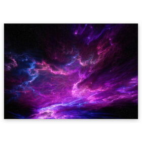 Поздравительная открытка с принтом Космическое небо в Санкт-Петербурге, 100% бумага | плотность бумаги 280 г/м2, матовая, на обратной стороне линовка и место для марки
 | арт | звёзды | космос | облако | розовый | синий | сияние | туманность | фиолетовый | яркие цвета