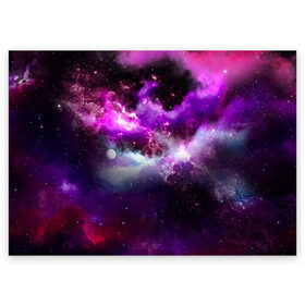 Поздравительная открытка с принтом Космическое небо в Санкт-Петербурге, 100% бумага | плотность бумаги 280 г/м2, матовая, на обратной стороне линовка и место для марки
 | арт | звёзды | космос | облако | сияние | туманность | яркие цвета