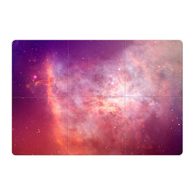 Магнитный плакат 3Х2 с принтом Космическое небо в Санкт-Петербурге, Полимерный материал с магнитным слоем | 6 деталей размером 9*9 см | арт | желтый | звёзды | космос | облако | оранжевый | розовый | сияние | туманность | фиолетовый | яркие цвета