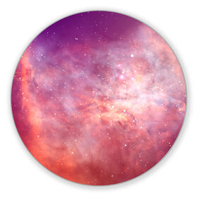 Коврик для мышки круглый с принтом Космическое небо в Санкт-Петербурге, резина и полиэстер | круглая форма, изображение наносится на всю лицевую часть | арт | желтый | звёзды | космос | облако | оранжевый | розовый | сияние | туманность | фиолетовый | яркие цвета