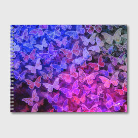 Альбом для рисования с принтом Стеклянный рой в Санкт-Петербурге, 100% бумага
 | матовая бумага, плотность 200 мг. | Тематика изображения на принте: бабочка | бабочки | зелёный | красный чёрный | розовый | синий | фиолетовый | черный